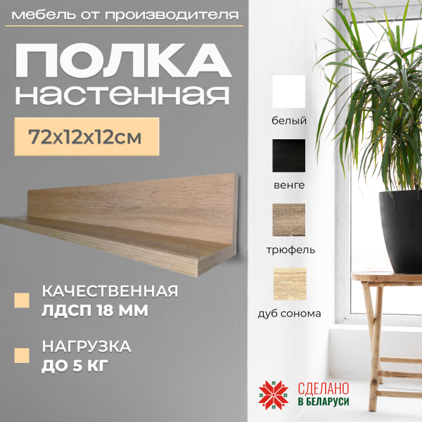 Полка навесная Анрат " Элана пн 2.72" с бортиком