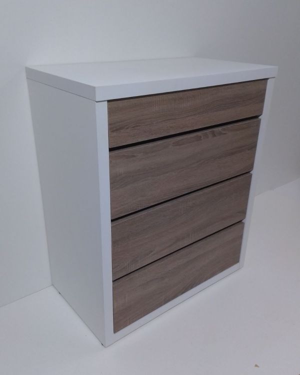 Комод  Анрат К 800 корпус белый, фасад дуб трюфель, ширина 80 см