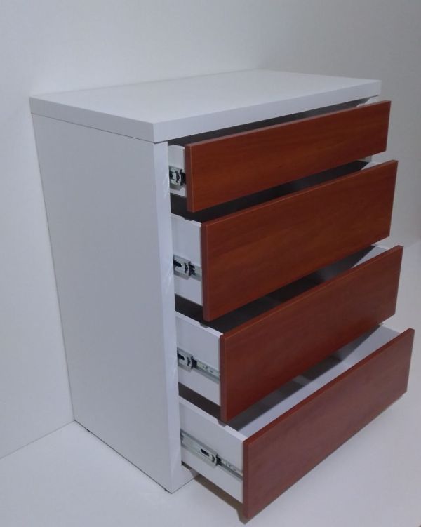 Комод  Анрат К 700 корпус белый, фасад яблоня локарно, ширина 70 см