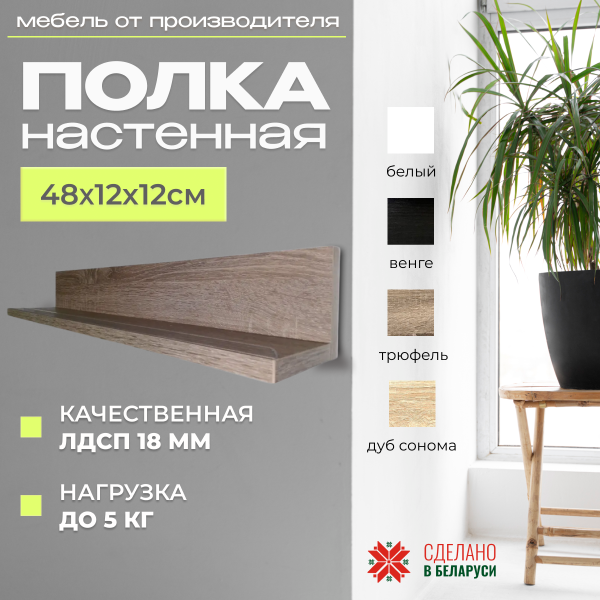 Полка навесная Анрат " Элана пн 2.48" с бортиком