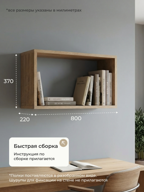 Полка навесная Анрат "Элана пнп 80"