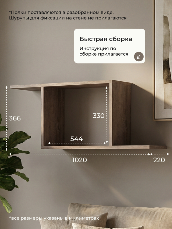 Полка навесная Анрат "Элана пнс80/22"