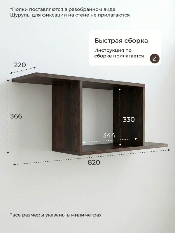 Полка навесная Анрат "Элана пнс60/22"